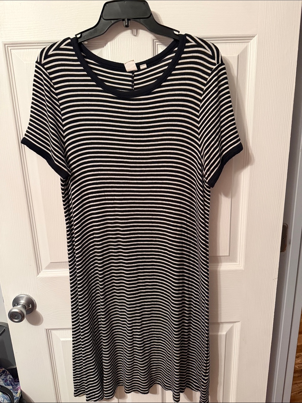 GAP Black and White Striped Short Sleeve Dress